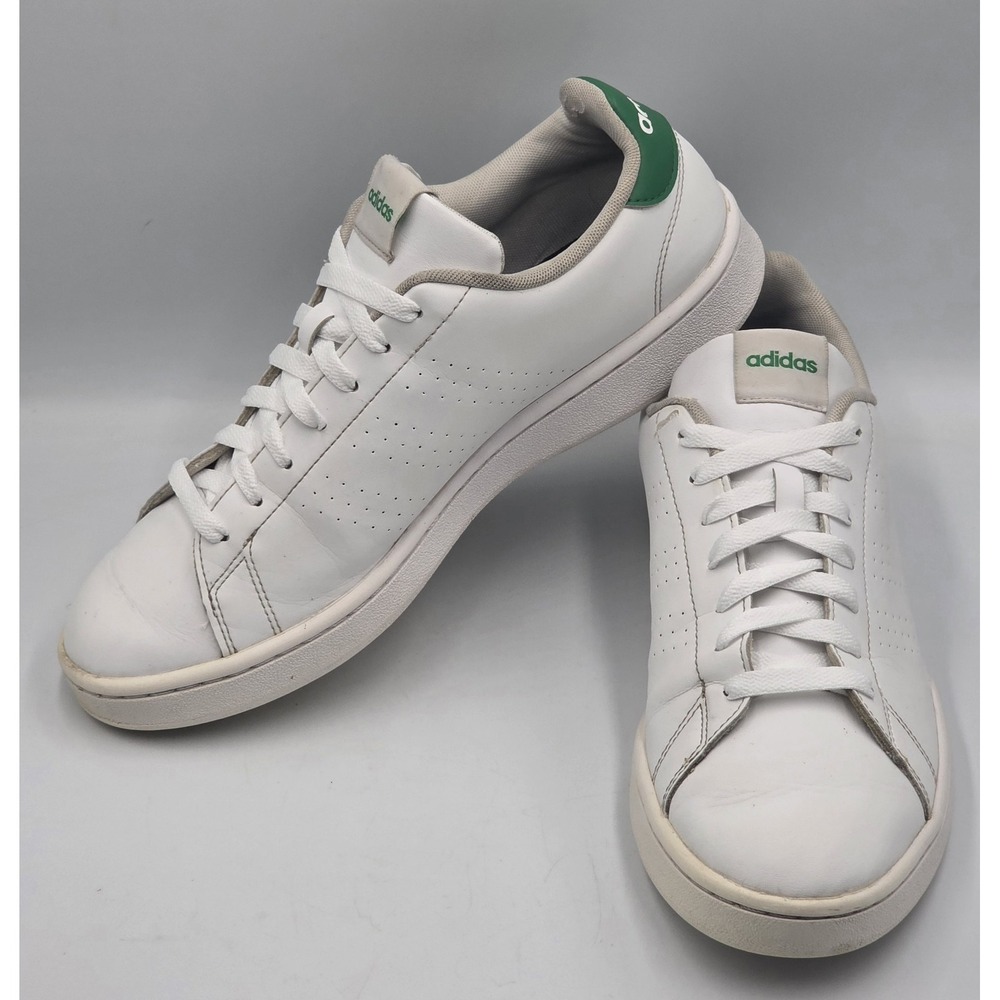 adidas Advantage White Green Sneakers Men's Size 10 Lace Up Casual Shoes - Picture 6 of 12